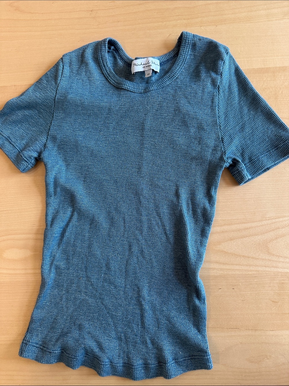 Michael Stars Girls' Short Sleeve Ribbed Tee - Teal
